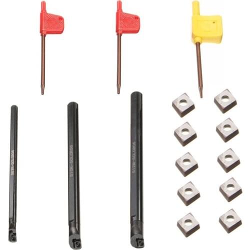 SCLCR06 Lathe Holder Turning Tool Boring Bar 7/10/12mm + 10pcs CCMT0602 Inserts+1pcs S07K-SCLCR06+1pcs S10K-SCLCR06+1pcs S12M