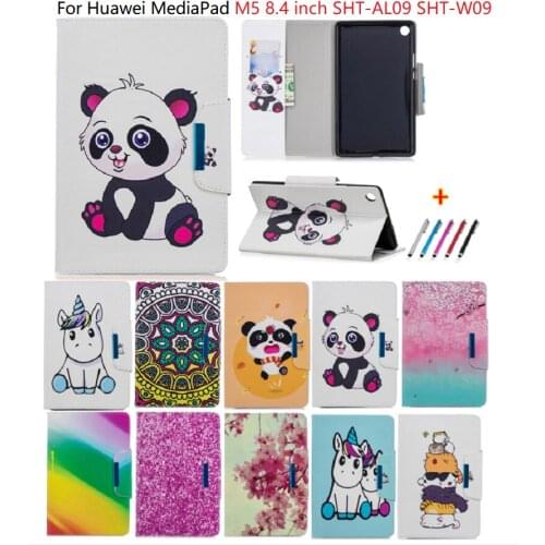 For Mediapad M5 8.4'' SHT-AL09 SHT-W09 Cute Panda Unicorn Tablet Case For Huawei Mediapad M5 8.4 Smart PU Leather Stand Cover