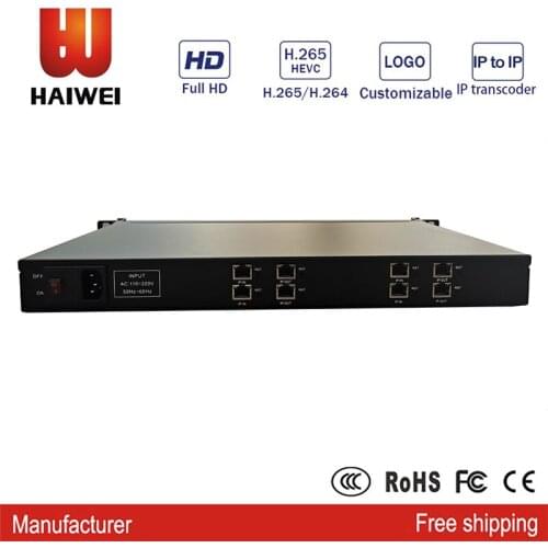 HWCODEC 4 ChanneIs IP to IP Transcoder H.264 H.265 4K 30FPS Streaming Media Transcoder for IPTV Support HLS RTMP RTSP HTTP UDP