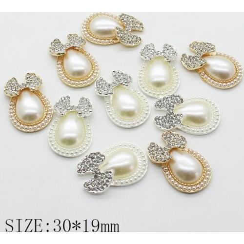 Exquisite 5 pcs-lot Pearl Rhinestone Metal bow Findings Jewelry Corsage Neckline Accessories Jewelry Embellished DIY Accessories