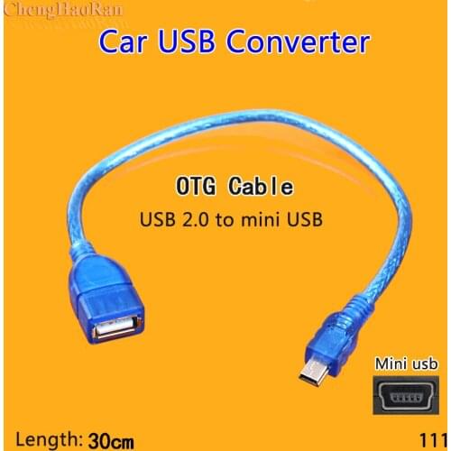 ChengHaoRan 1PCS Mini USB Male to USB Female Data Cable USB to T Type Car Conversion Adapter 5P OTG Cable Cord for Car