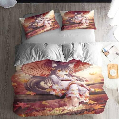 HELENGILI 3D Bedding Set Cartoon Anime cute girl Print Duvet cover set bedclothes with pillowcase bed set home Textiles