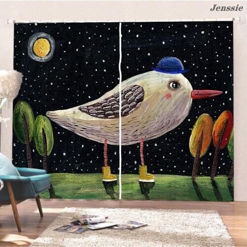 Creative Oil Painting Window Curtains Lion Sheep Cat Fox Animal Print Blackout Curtains for Bedroom Living Room Home Decor