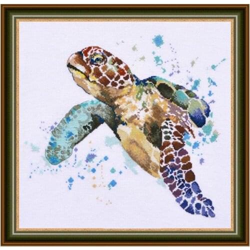 Sea Turtle longevity Cross Stitch Kits Top Quality Embroidery Needlework 14CT Unprinted DIY Handmade Art Home Decor