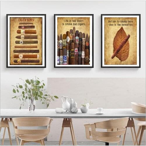 Cigar Size Decoration Mural American Retro Nostalgic Poster Canvas Painting and Restaurant Wall Art Prints for Modern Home Decor