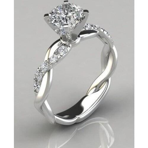 New Design Womens Fashion Silver Ring Bridal Zircon Diamond Elegant Engagement Wedding Band Ring Wholesale Rings