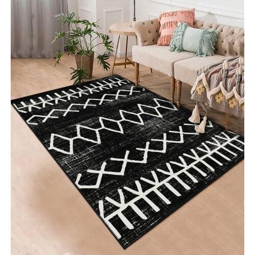 Siyah Etnik Desenli Halı şönil orjinal desenli halı yatak odası oturma odası mutfak kaymaz anti alerjik ücretsiz kargo