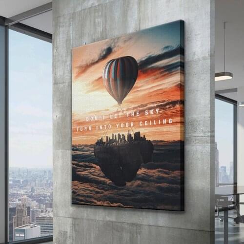 Room Posters Hot Air Balloon Prints Waterproof Single Canvas Painting Art Wall Pictures Motionation For Office Home Decoration