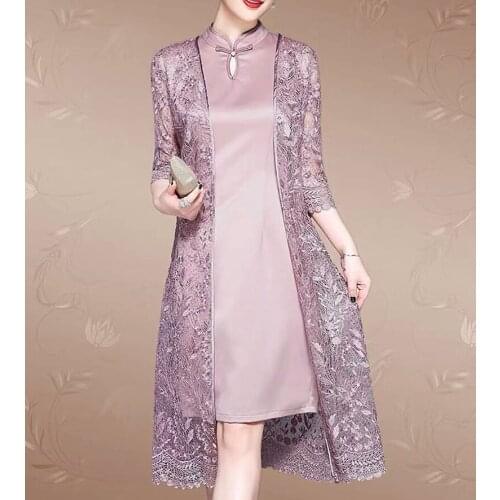 2021 Spring Mother Of The Bride Dress With Jacket 2 Pieces Half Sleeve Photo Silk Satin Wedding Guest Party Mother Gowns Formal