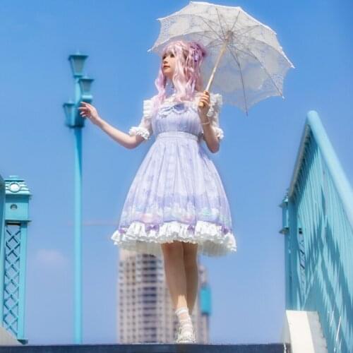 Princess daily sweet lolita dress vintage lace bowknot stand cute printing victorian dress kawaii girl gothic lolita op loli cos
