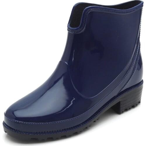 PVC Wear-resistant Womens Rain Boots Wholesale Korean Blue and Red Rain Boots Short-tube Comfortable Waterproof Non-slip Boots