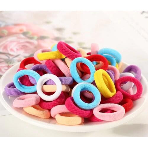 50pcs 2cm Mini Girls Scrunchy Elastic Hair Bands Kids Baby Rubber Bands Hair Accessories Headband Decorations Ties Gum for Hair
