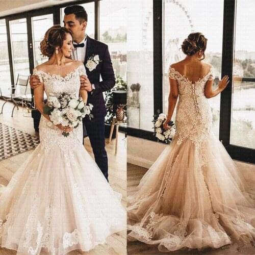 Appliques Vestido De Noiva Charming Lace Mermaid Wedding Dress 2020 Backless Wedding Gowns