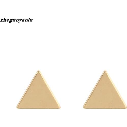 3 Colors Punk Rock Female Jewelry Accessories Geometric Small Triangle Stud Earrings For Women Brincos Pendientes Mujer