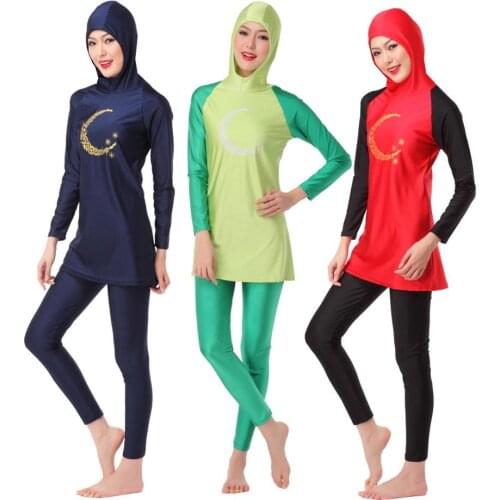 Ladies Full Cover Muslim Swimwears Islamic Womens Swimsuits Arab Islam Beach Wear Modest Islamic Hijab Swimming Burkinis XX-394