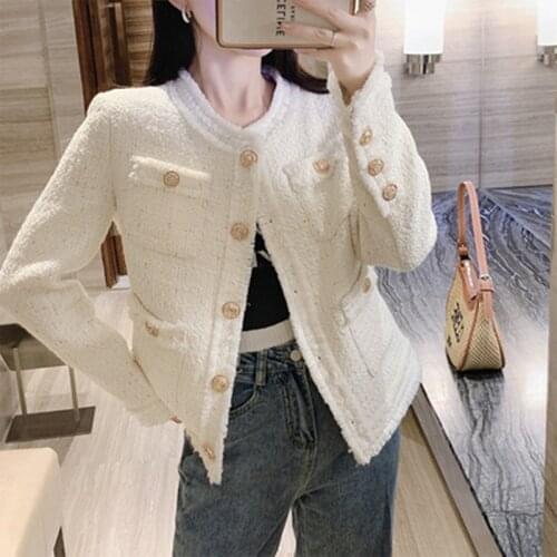 2021 New Fashion Autumn Winter Woolen Jackets Women Vintage Tweed Coat Outerwear Runway Style Tassel Tops
