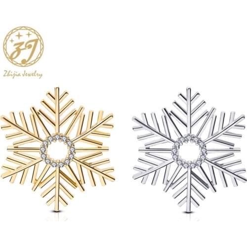 Zhijia Fashion Brand Vintage Snowflake Brooches For Women Men Luxury Rhinestone Brooch Pin Dress Clothing Accessories
