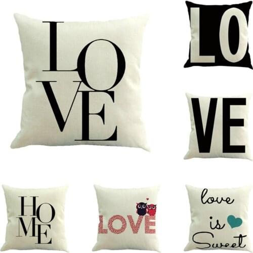 Love Printed Cushion Covers 45x45 cm Polyester Square 1 Piece Throw Pillow Cover for Car Sofa Fashion Pillowcase Decorative