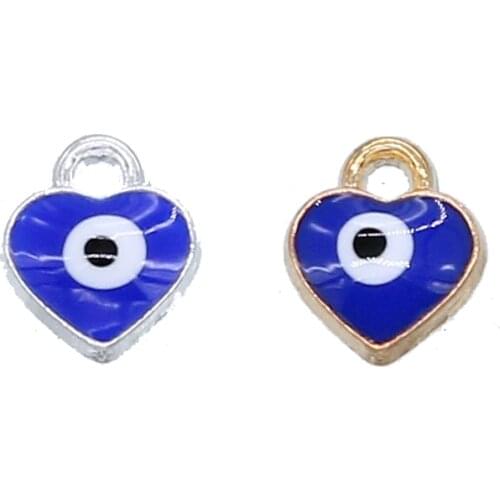 10pcs heart-shaped lucky evil beads pendant connector jewelry accessories beaded bracelet necklace ornaments handmade wholesale