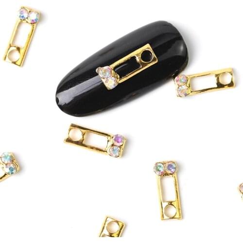 10 pieces beauty glitter nail jewelry charm metal accessories 3D Nail Art decoration rhinestone bead hollow oval newcomers