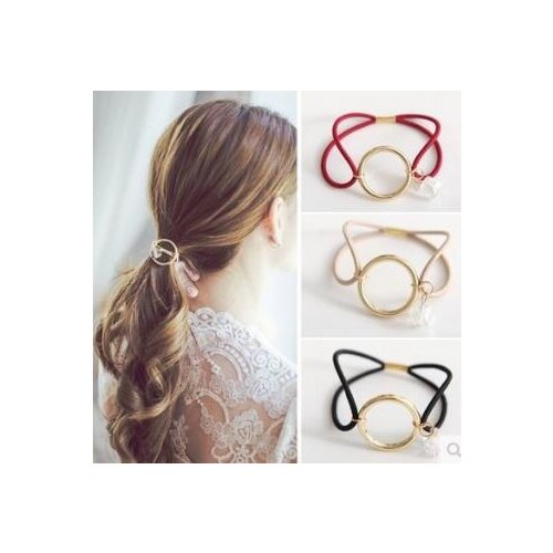 200pcs/lot Simple Double-deck Crystal Pendant Rubber Bands Elasticity Retro Torus Hair Bands Styling Tools Accessories HA1476