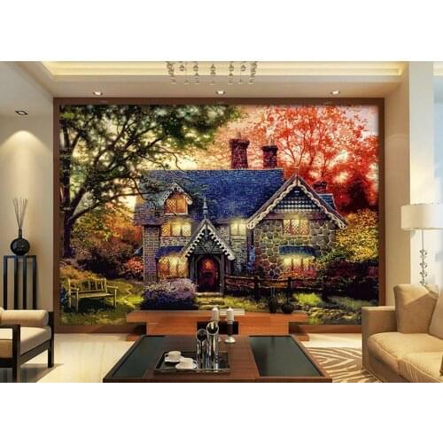 Customize 3d mural Wood carvings European style village 3d wallpaper-walls nonwoven wallpaper 3d background photo wallpaper