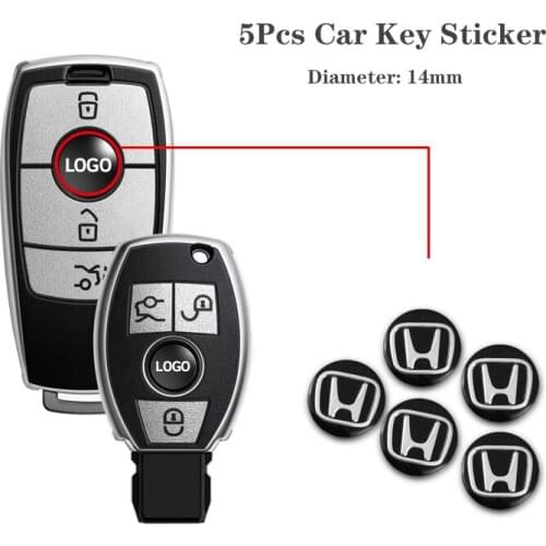 5Pcs 14mm Car Key Cover Shell Stickers For Honda Civci CRV 5th URV Pilot Odyssey Insight Type Dohc Modulo Vezel Mugen Element