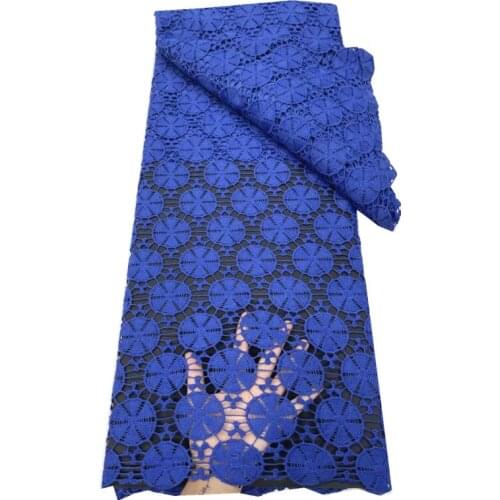 5yards Blue High Quality African Water Soluble Guipure Laces Embroidery French Mesh Cotton Lace For Wedding YJ804-3