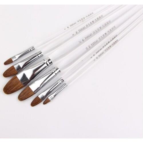 6pcs/Set high-grade weasel hair painting brush row brush plexiglass rod acrylic painting pen for students oil painting brush