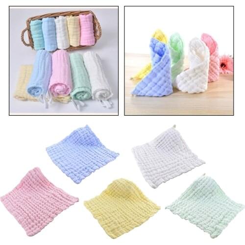 6 Layer Soft Gauze Cotton Face Saliva Towel Baby Bibs Wash Cloth Handkerchief Hanky for Child Multicolor