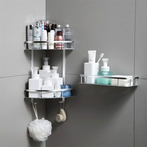 Alumimum Bathroom Shelf Storage Rack Shower Caddy Shampoo Holder Corner Wall Shelves Spice Rack Bathroom Kitchen Organizer