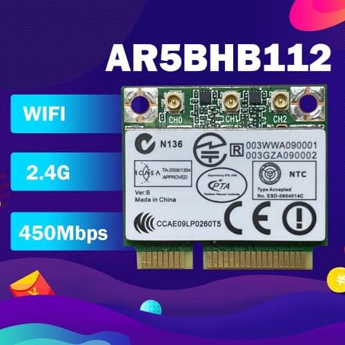 Atheros Dual Band AR9380 AR5BHB112 450Mbps Half Mini PCI-e WLAN Wireless Card