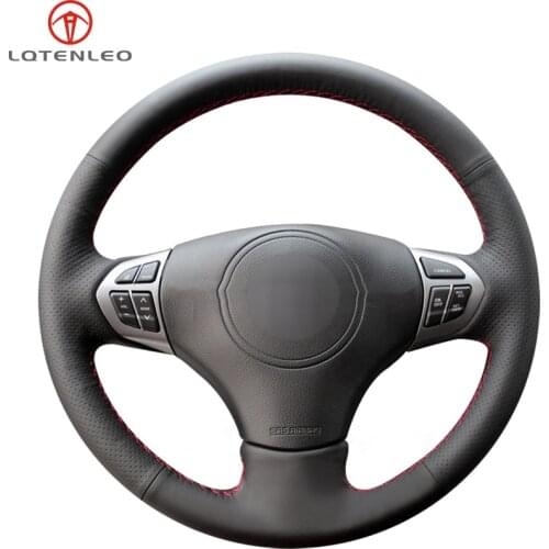 LQTENLEO Black Genuine Leather Car Steering Wheel Cover For Suzuki Grand Vitara 2006 2007 2008 2009 2010 2011 2012 2013 2014