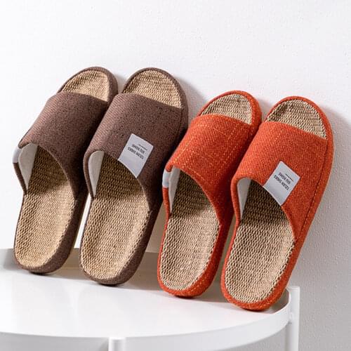 House Bedroom Women Hemp Slippers Simple Ladies Slides Anti-slip Spring Summer Indoor Couples Cotton Flax Shoes