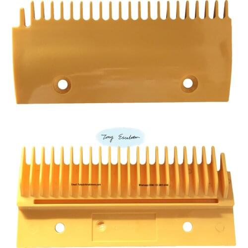 Escalator DSA2001488A-L ABS Comb L203mm W93.5mm Hole Space 119mm Left 22Teeth Yellow Plastic