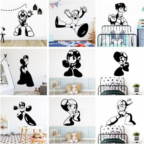 Hot Cartoon character mega man Wall Decal Living Room Removable Mural For Kids Rooms Decoration Home Party Decor Wallpaper