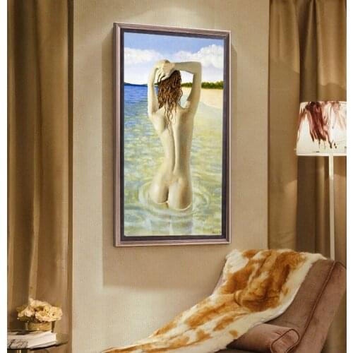 Nude canvas painting mural prints giant posters modern art picture back of nude lady in the water seascape picture home decor