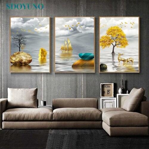 SDOYUNO Paint By Numbers Scenery DIY Oil Painting By Numbers On Canvas Landscape 60x75cm Frame Number Painting Home Decor