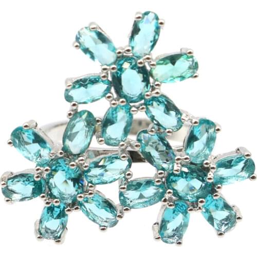 31x25mm Classic Cross Created Tanzanite White CZ For Sister Daily Wear Birthday Gift Silver Rings Drop Shipping