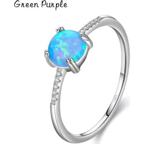 S925 Sterling Silver Ring Round Exquisite Charm Sparkling Real Opal Finger Rings Fine Female Jewelry For Women Accessories