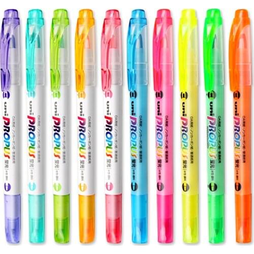 Uni PUS-102T PROPUS Highlighter Marker 10 color Window Soft Color Double-Sided 4.0 mm / 0.6 mm Round/Oblique for office school