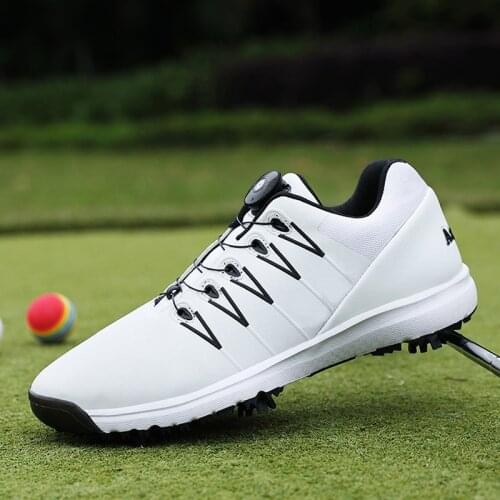 Mens Golf Shoes Breathable Knobs Buckle Anti-slip Trainer Athletic Sneakers Outdoor Large Size Golfing Spikes Shoes