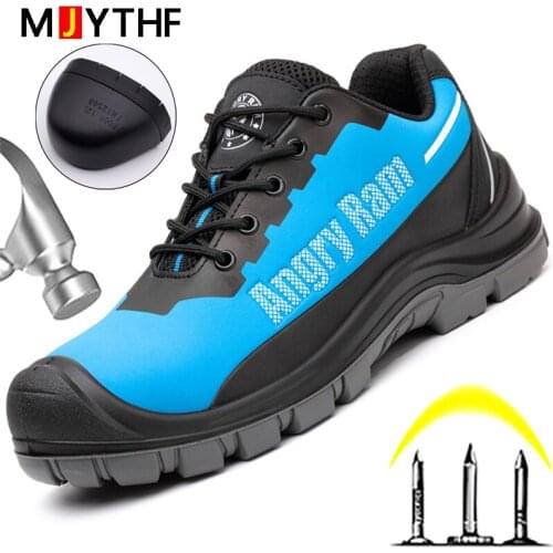 MJYTHF Work Safety Shoes Men High Quality Work Boots Steel Toe Shoes Indestructible Industrial Shoes Anti-puncture Work Sneakers