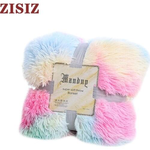 ZISIZ Soft Warm Bedding Throw Blanket Plush Fluffy Faux Fur for Bed Cover Sheet Throw Home Decoration Comfortable Blanket