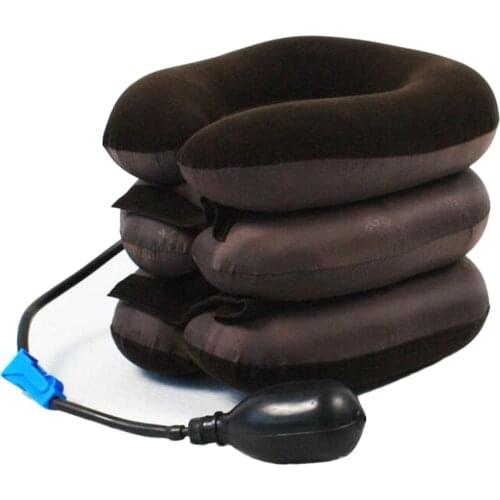 Inflatable Air Compressor Neck Cervical Traction Collar Support Therapy Massage Pillow Pain Relief Travel Trip Car Cover Cushion