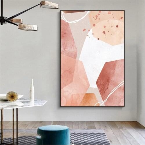 Nordic Pink Geometric Shape Canvas Painting Modern Home Poster and Print Wall Picture for Living Room Abstract Scandinavian Wall