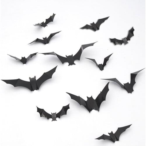 Wall Stickers Solid Color 3D Bat Shaped PVC Decals Decorative Paper Indoor Decorations for Sitting Room Bedroom 2021