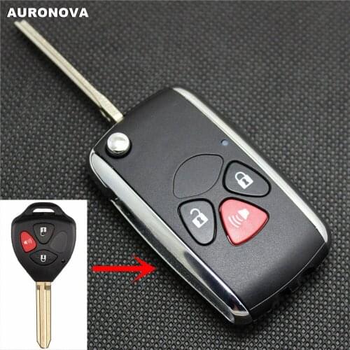 AURONOVA New Upgrade Folding Key Shell for Toyota Rav4 Camry Avalon Matrix Corolla 2+1 Buttons Modified Remote Car Key Case