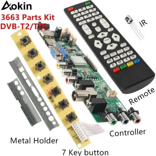 3663 NEW Digital DVB-C DVB-T/T2 Universal LCD LED TV Controller Driver Board+7 Key Button + Iron Baffle Stand 3463A Russian