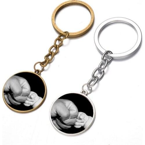YimYik New Fathers Day gift for father 'The hand of the father and son" Pendants Keychain for men father son